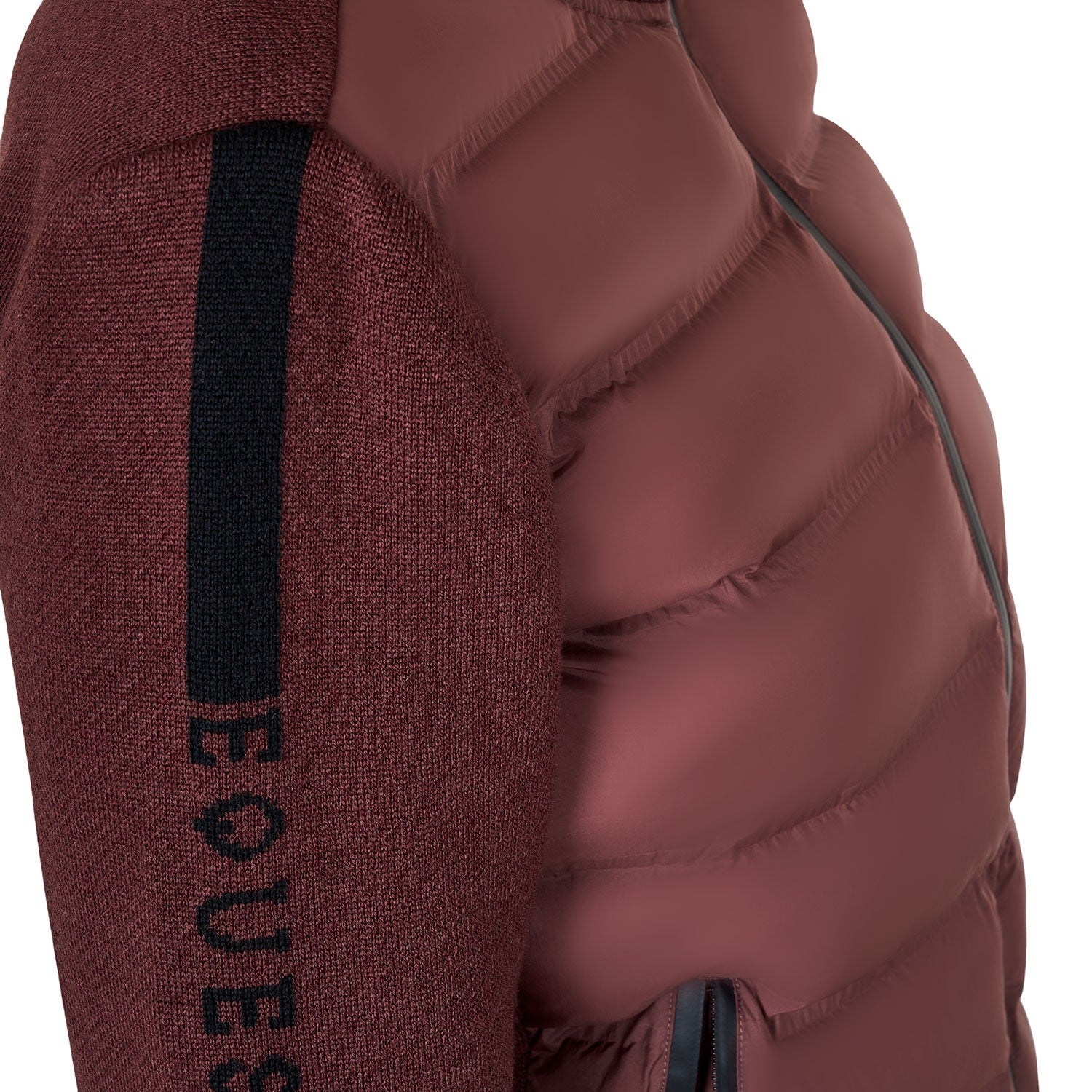 Chaqueta de mujer en nailon y punto con cremallera. - Granate