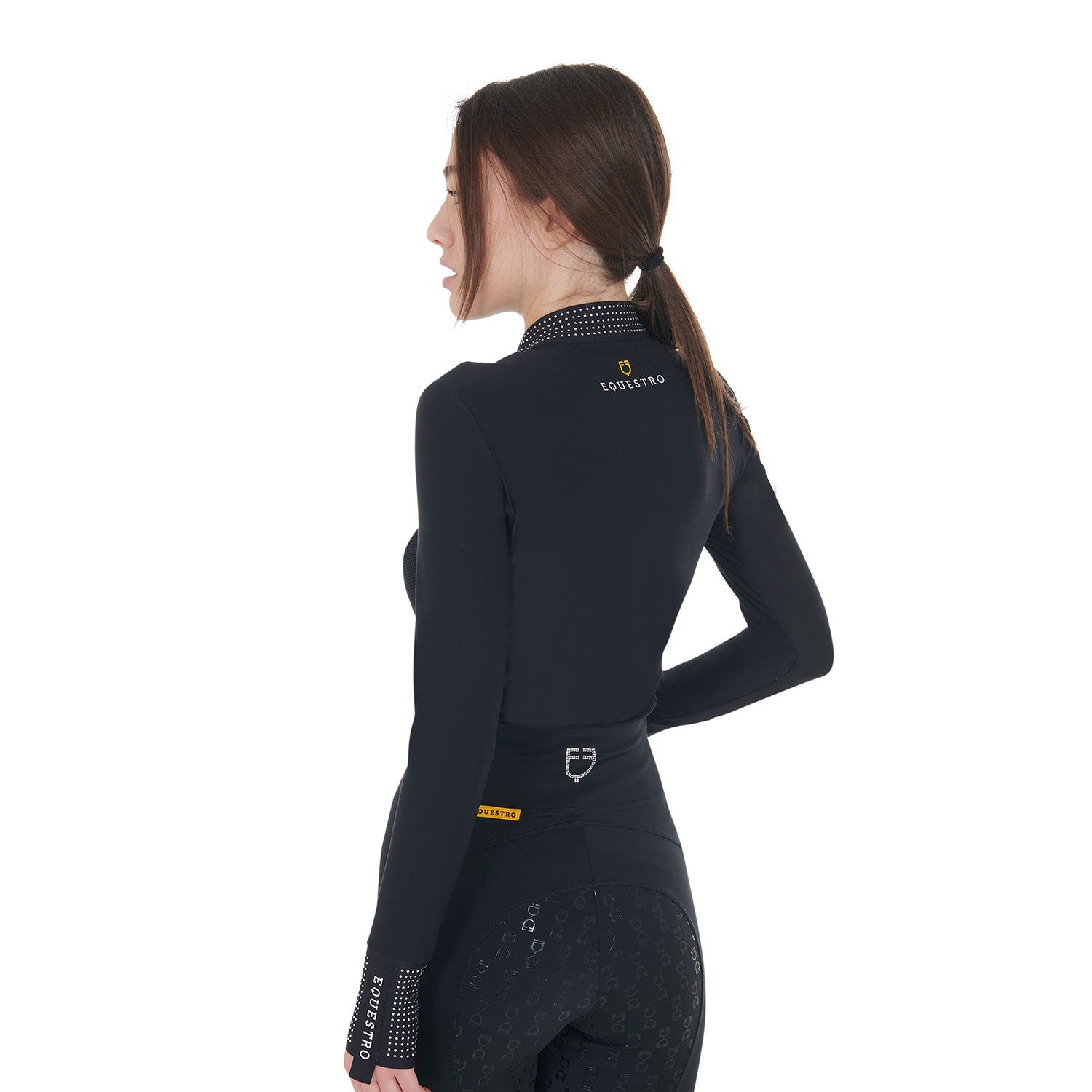 Polo de entrenamiento técnico para mujer con pedrería