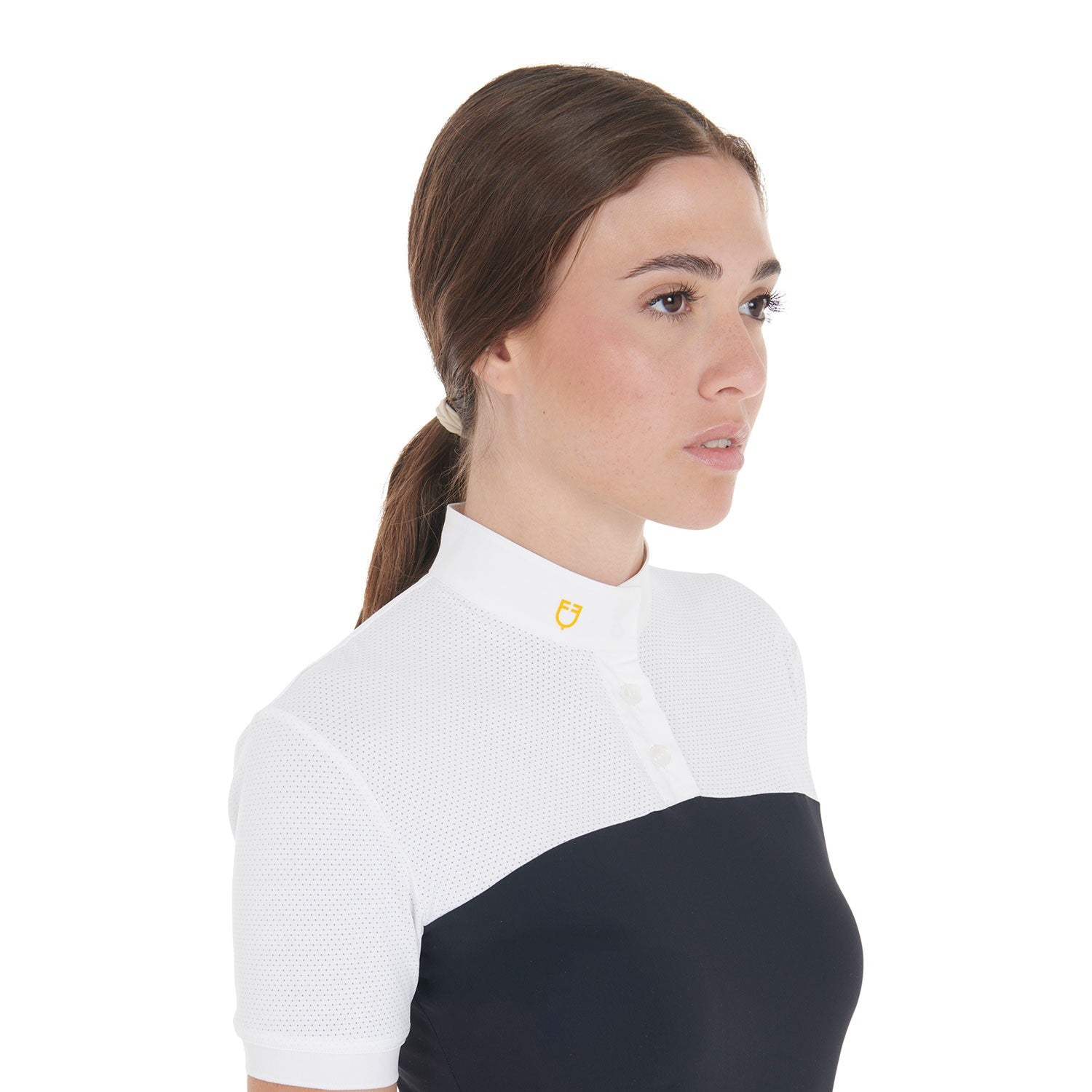 Polo de mujer slim fit en tejido técnico y malla