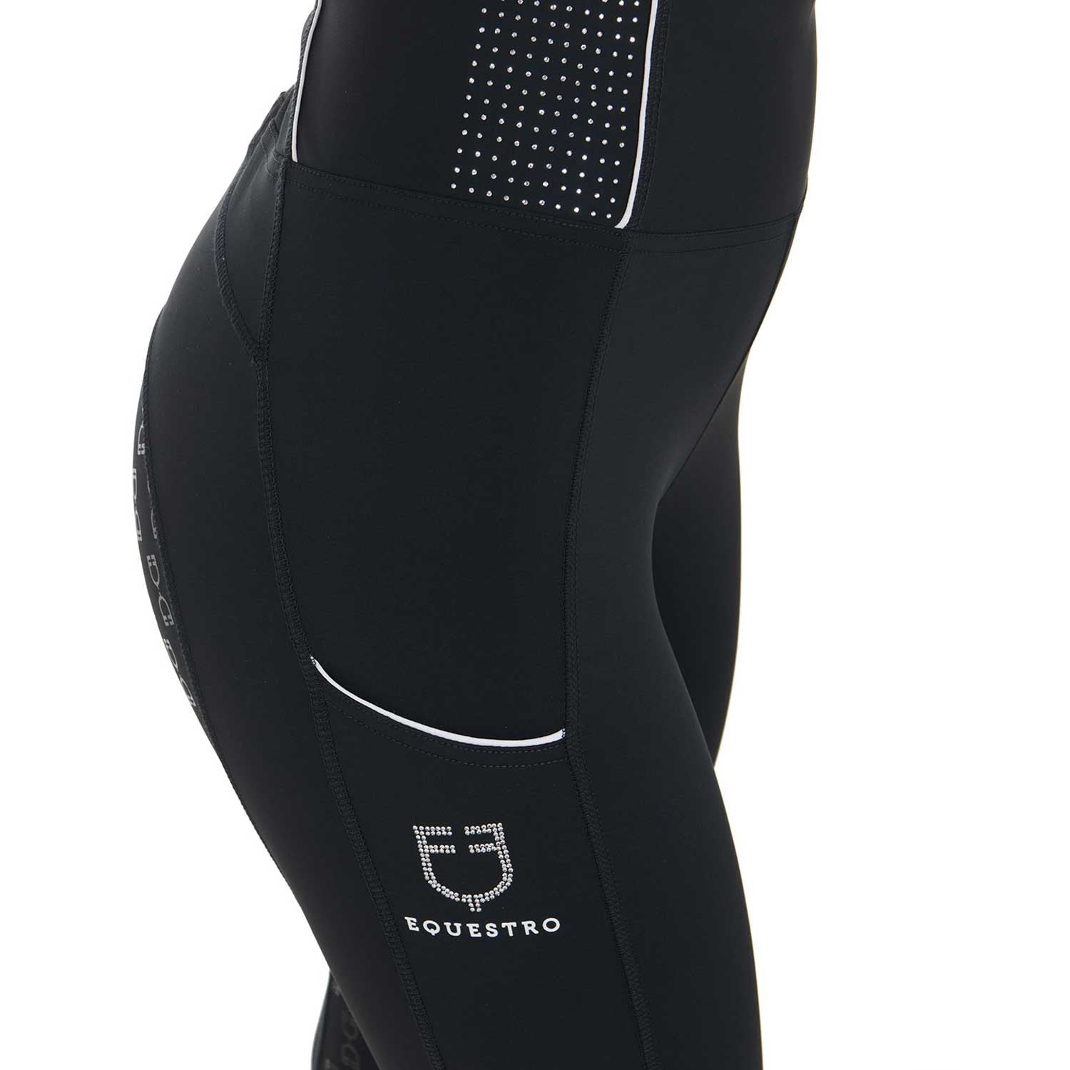 Leggings ajustados para mujer con pedrería - Negro