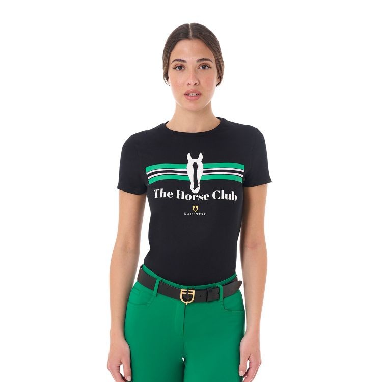Camiseta de algodón Stripe Horse Club - Navy