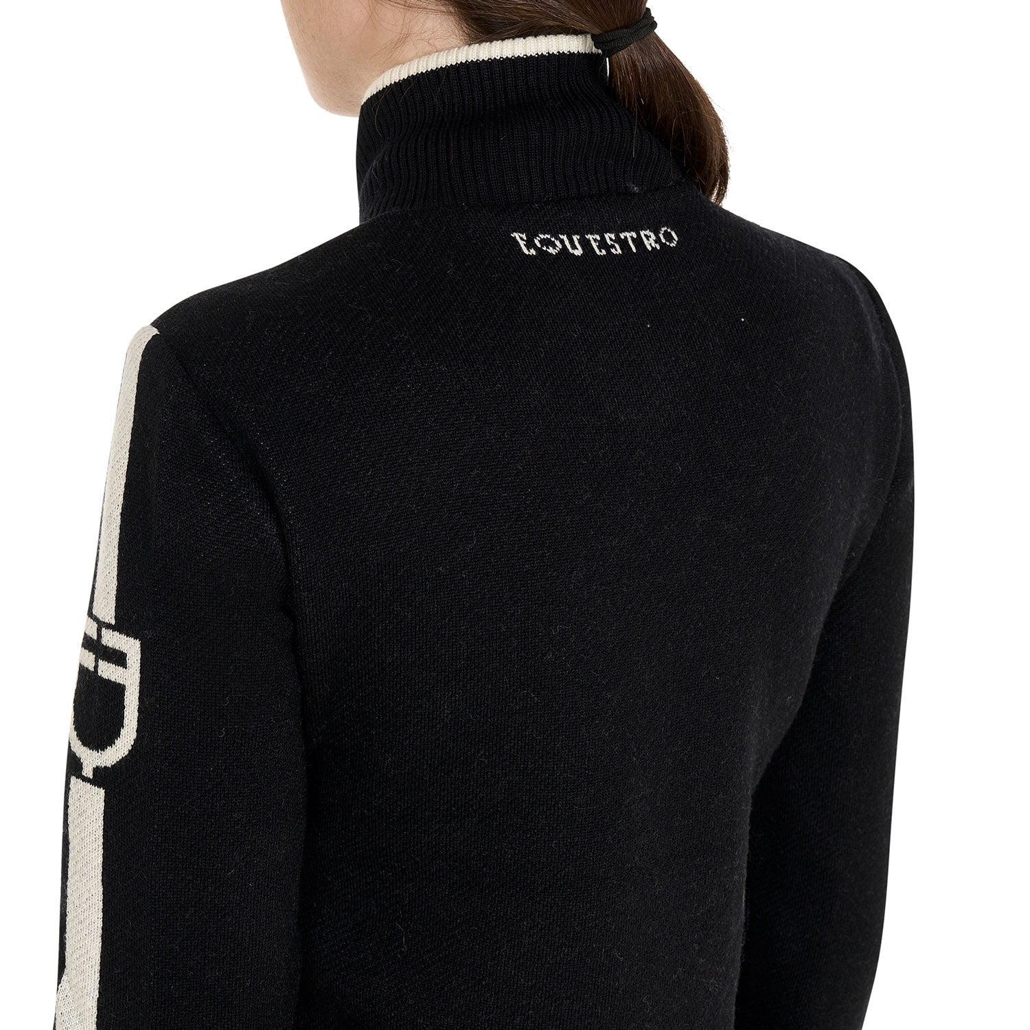 Chaqueta de mujer en nailon y punto con cremallera. - Negro