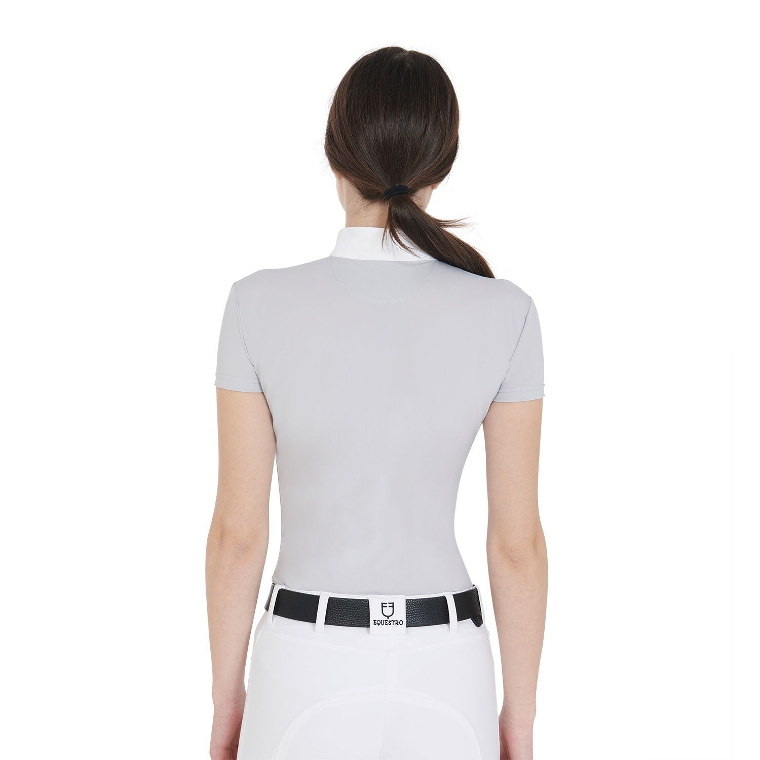 Polo de competición de manga corta y corte ajustado para mujer - Gris