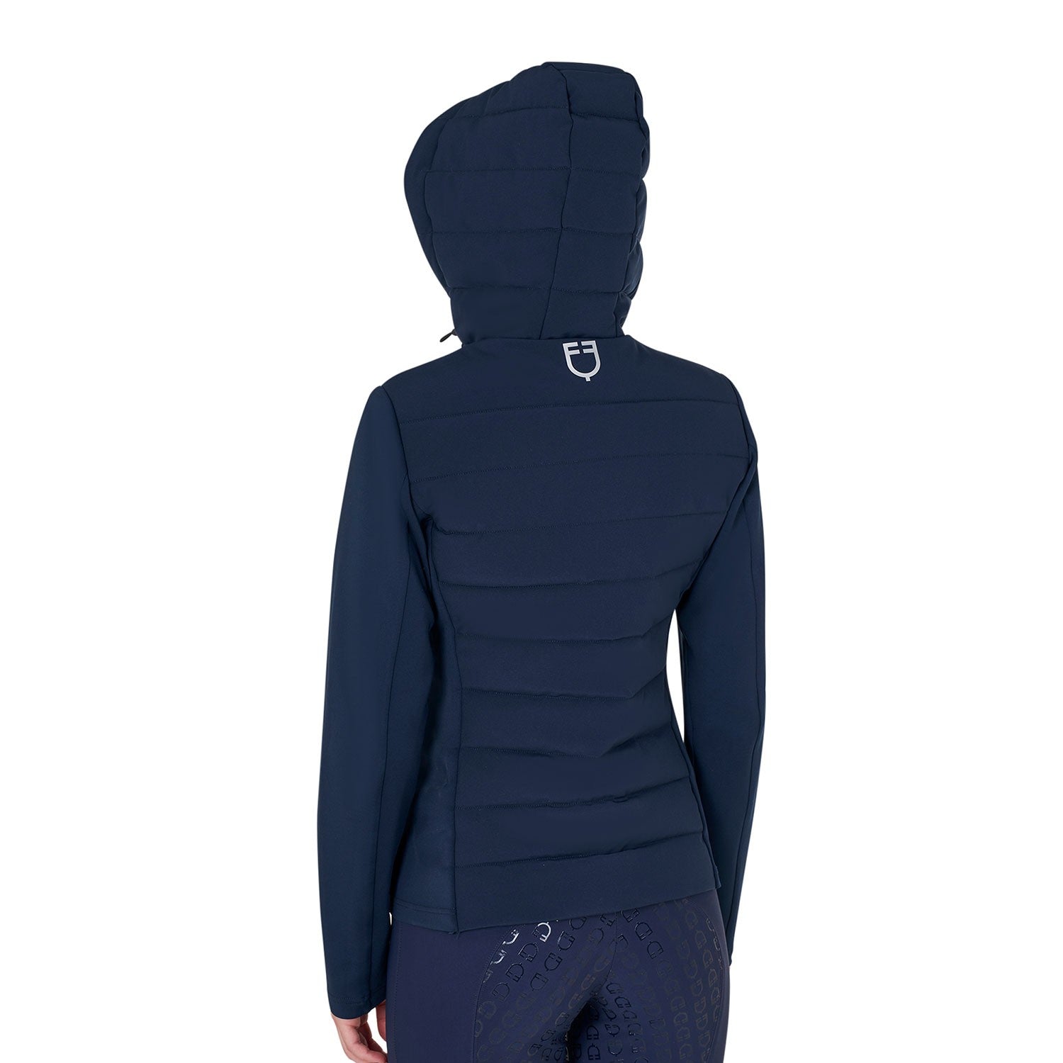 Chaqueta de plumón con capucha para mujer, mezcla técnica - Navy