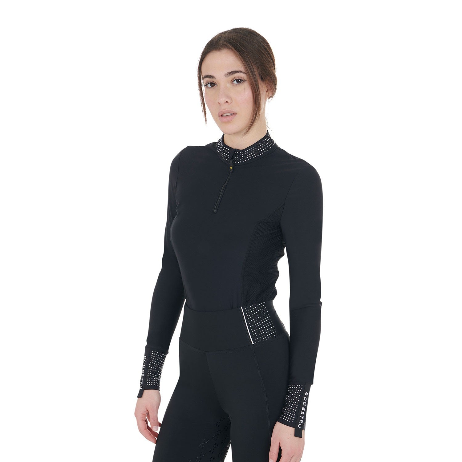 Polo de entrenamiento técnico para mujer con pedrería