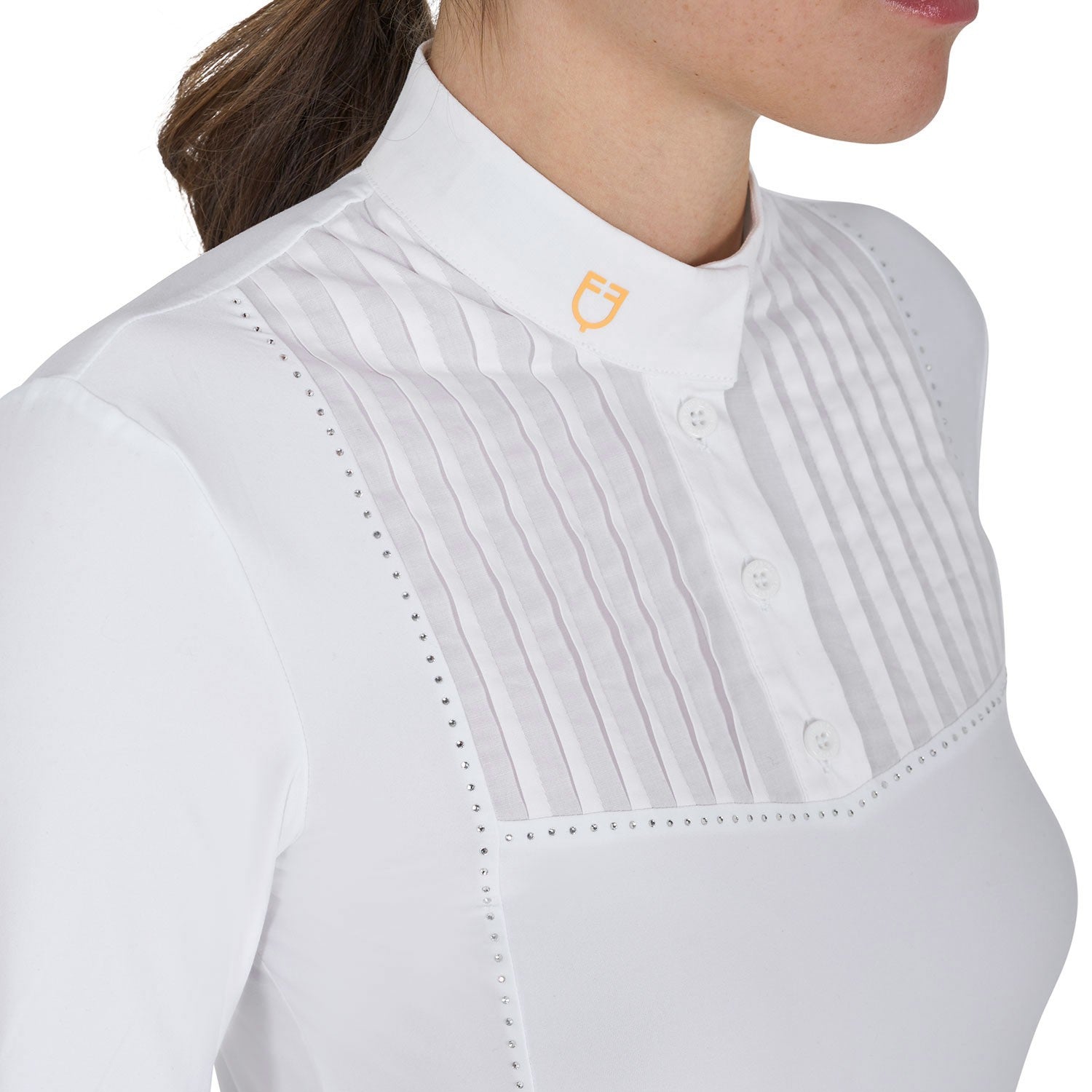 Polo de competición de corte entallado para mujer con pedrería